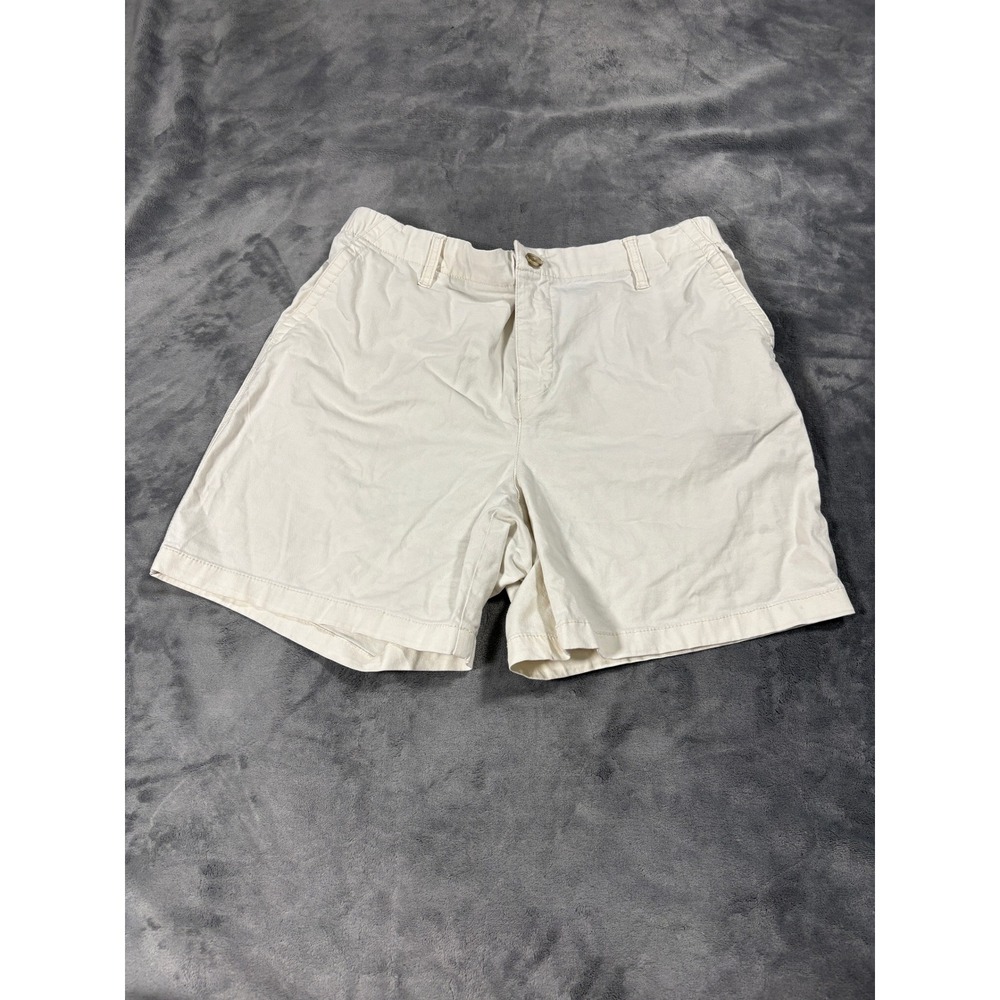 Old Navy Mens Everyday Chino Shorts L Off White Elastic Back Stretch